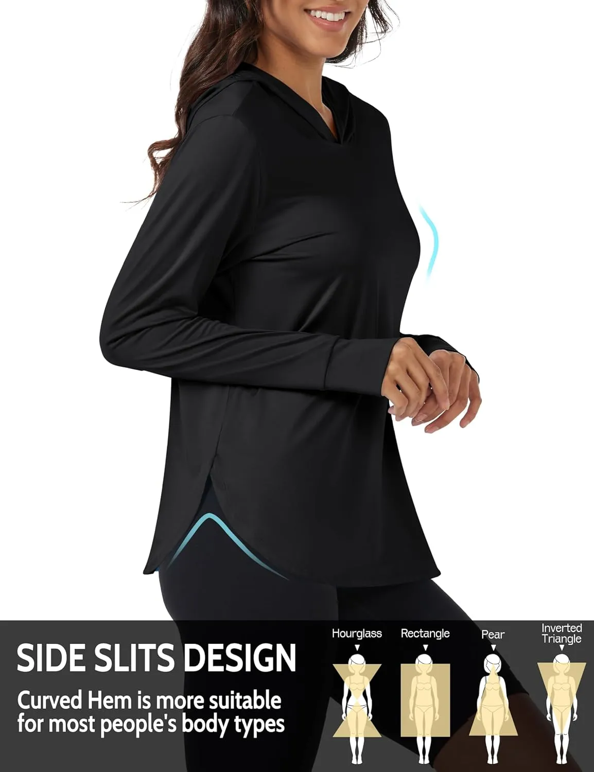 Womens Sun Protection Hoodies UPF 80  UV Shirts Long Sleeve Lightweight Hiking Fishing Workout Tops
