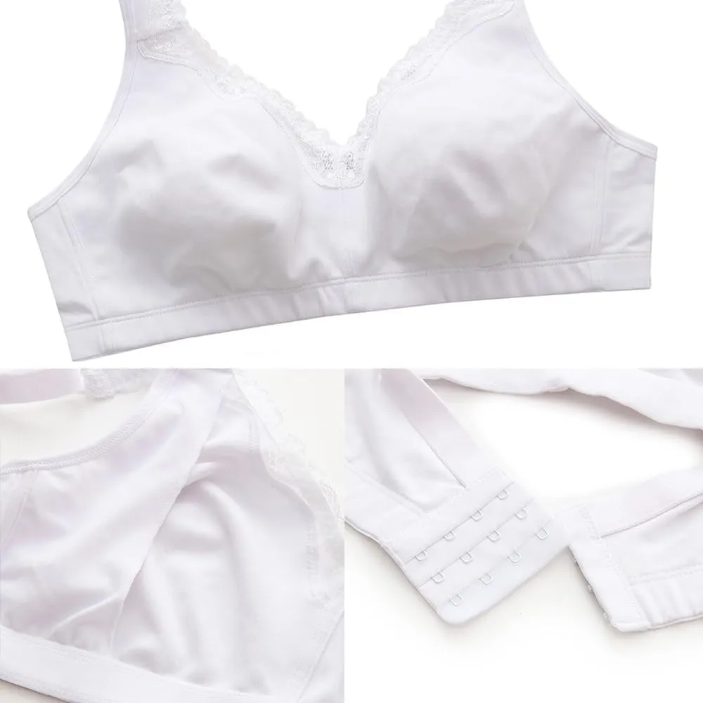 Women's Wireless Plus Size Lace Bra Full Coverage Unlined Minimizer Bra Comfort Cotton