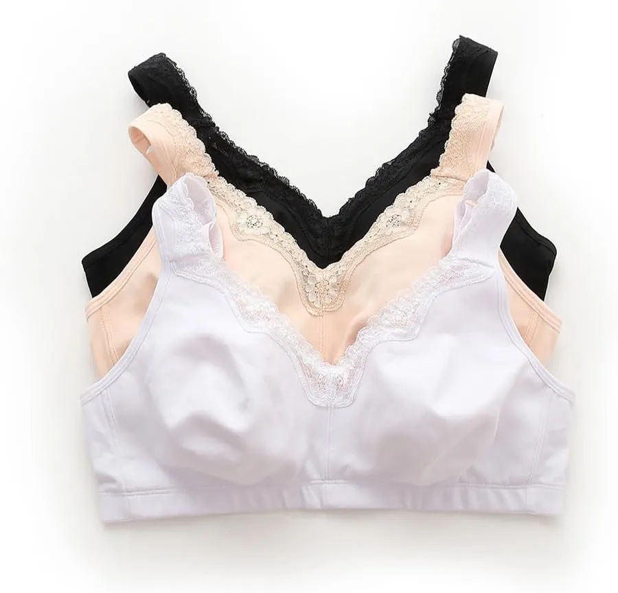 Women's Wireless Plus Size Lace Bra Full Coverage Unlined Minimizer Bra Comfort Cotton