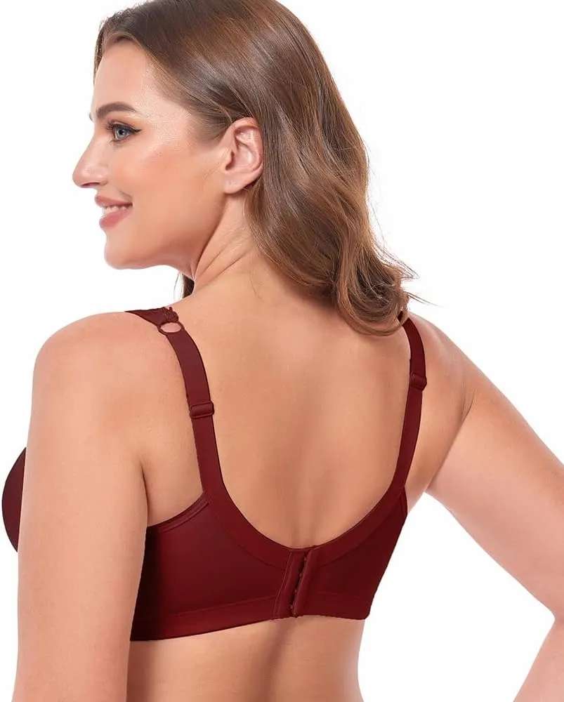 Women's Wireless Plus Size Lace Bra Full Coverage Unlined Minimizer Bra Comfort Cotton