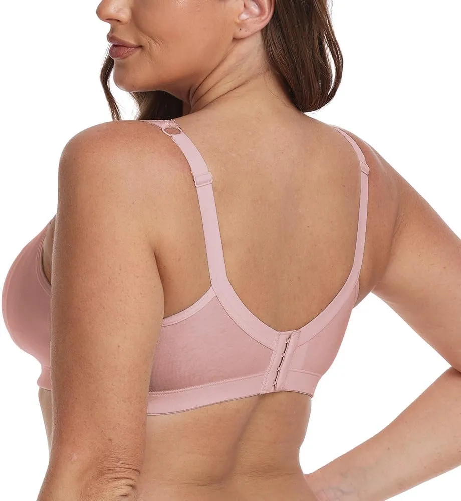 Women's Wireless Plus Size Lace Bra Full Coverage Unlined Minimizer Bra Comfort Cotton