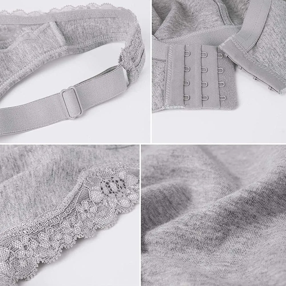 Women's Wireless Plus Size Lace Bra Full Coverage Unlined Minimizer Bra Comfort Cotton