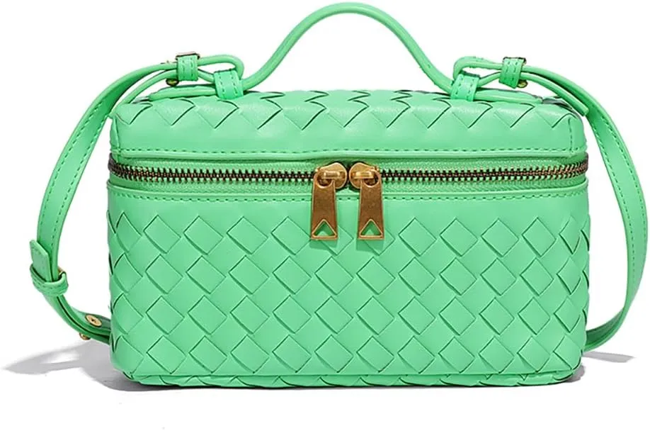 Womens Woven Crossbody Handbag Fashion Leather Top Handle Bag