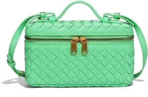 Womens Woven Crossbody Handbag Fashion Leather Top Handle Bag