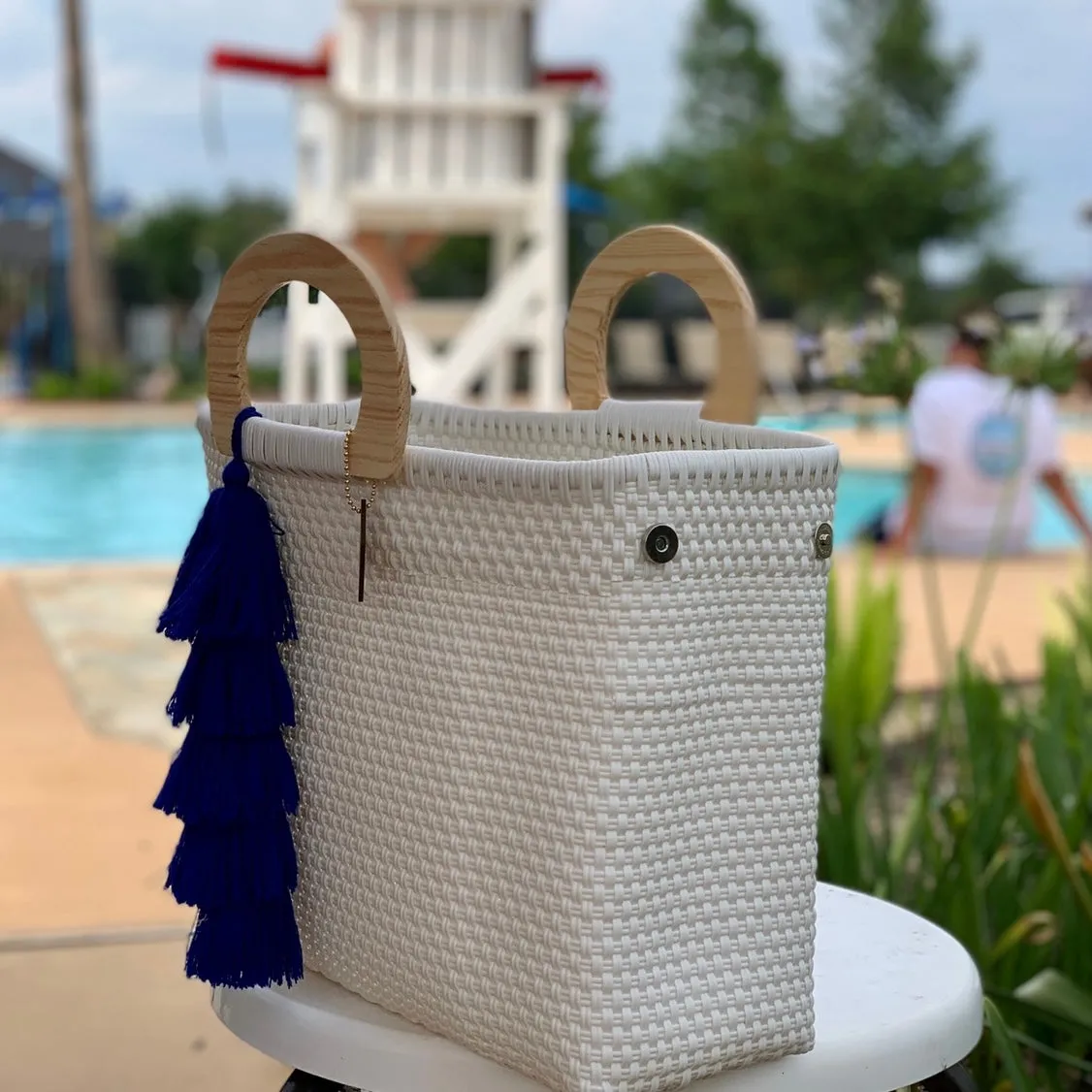 Wooden Handle Tote - Paloma