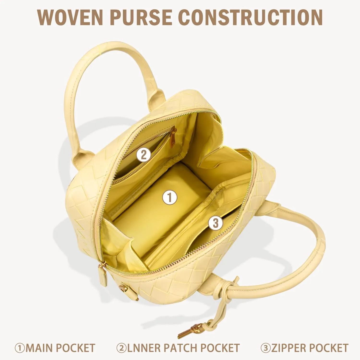 Woven Bag for Women Top Handle Satchel Handbag Crossbody Bag PU Leather Shoulder Bag Woven Purses for Women