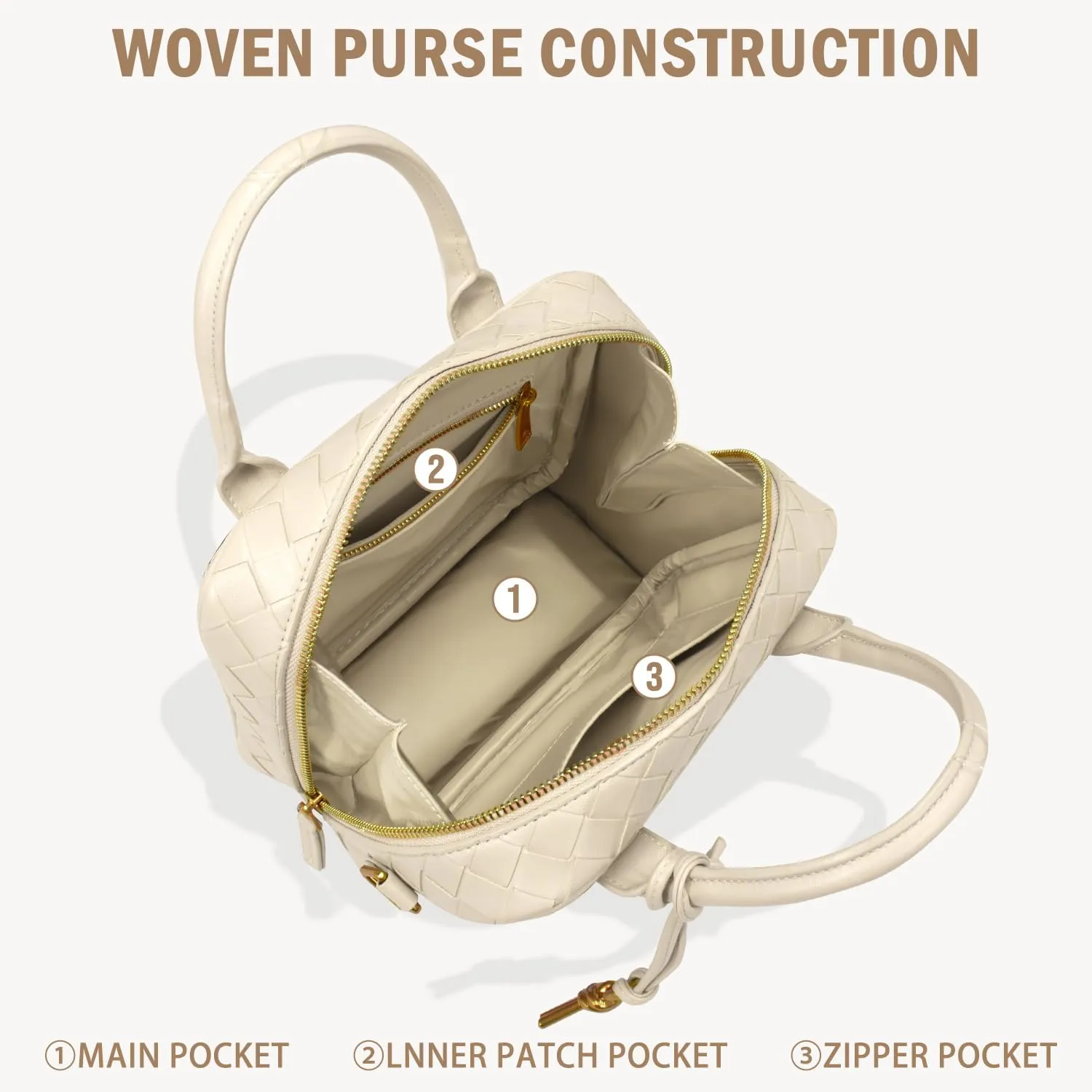 Woven Bag for Women Top Handle Satchel Handbag Crossbody Bag PU Leather Shoulder Bag Woven Purses for Women