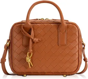 Woven Bag for Women Top Handle Satchel Handbag Crossbody Bag PU Leather Shoulder Bag Woven Purses for Women