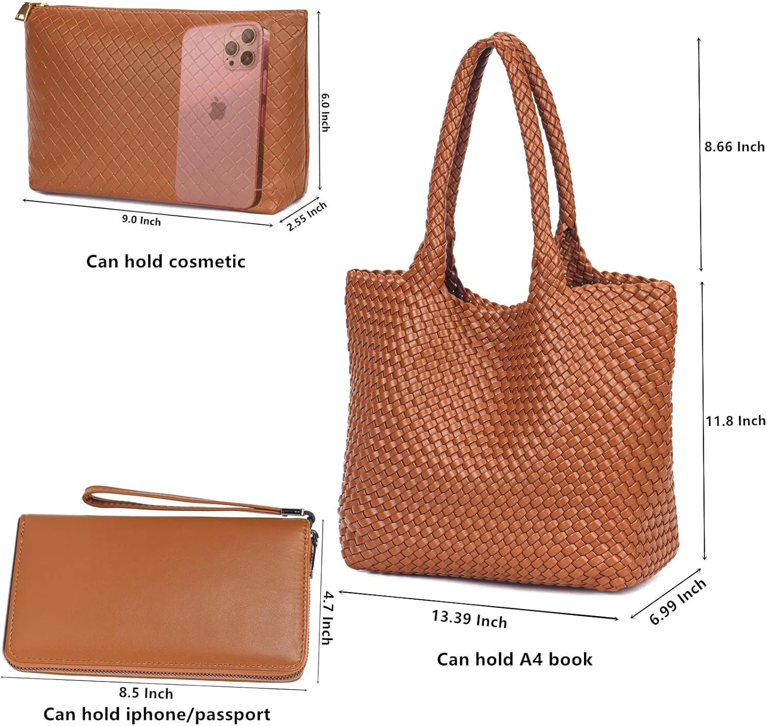 Woven Bag for Women Tote Bag Vegan Leather Woven Large Travel Handbag And Purse Handmade Hobo Shoulder Bag for Women