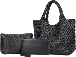 Woven Bag for Women Tote Bag Vegan Leather Woven Large Travel Handbag And Purse Handmade Hobo Shoulder Bag for Women
