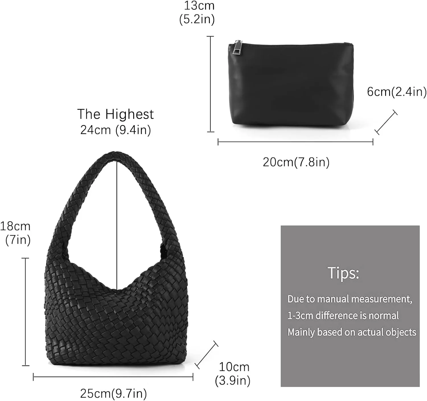 Woven Bag for Women, Vegan Leather Handbag and Purse Shoulder Bag Casual Retro Beach Totes Ladies Underarm Bag