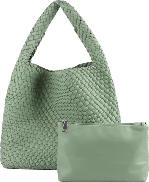 Woven Bag for Women, Vegan Leather Hobo Tote Bags, Top-handle Handmade Purse