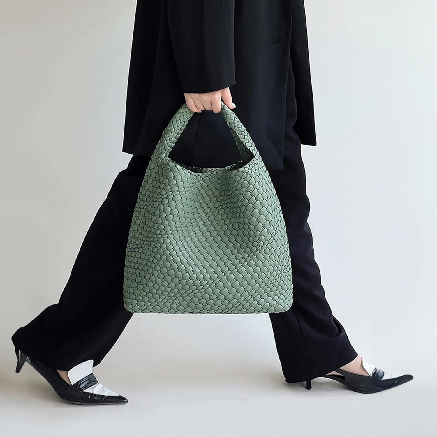 Woven Bag for Women, Vegan Leather Hobo Tote Bags, Top-handle Handmade Purse