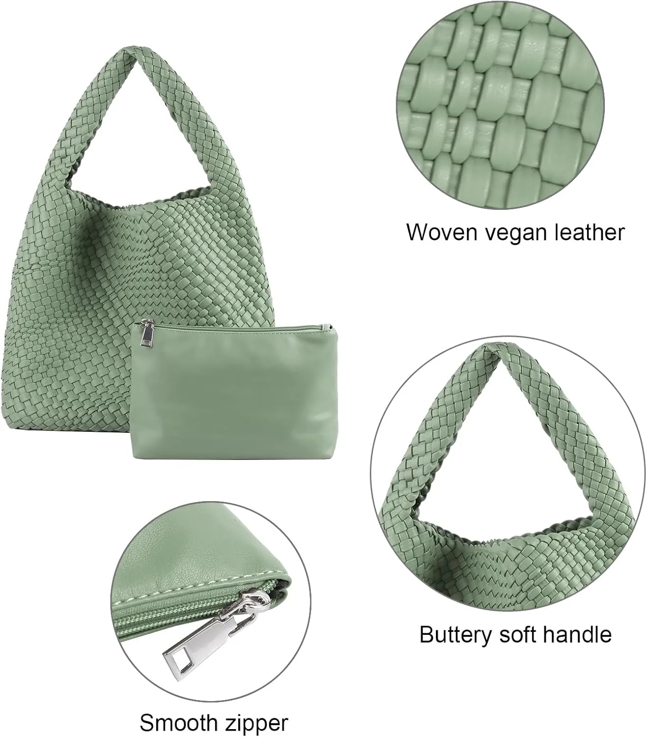 Woven Bag for Women, Vegan Leather Hobo Tote Bags, Top-handle Handmade Purse