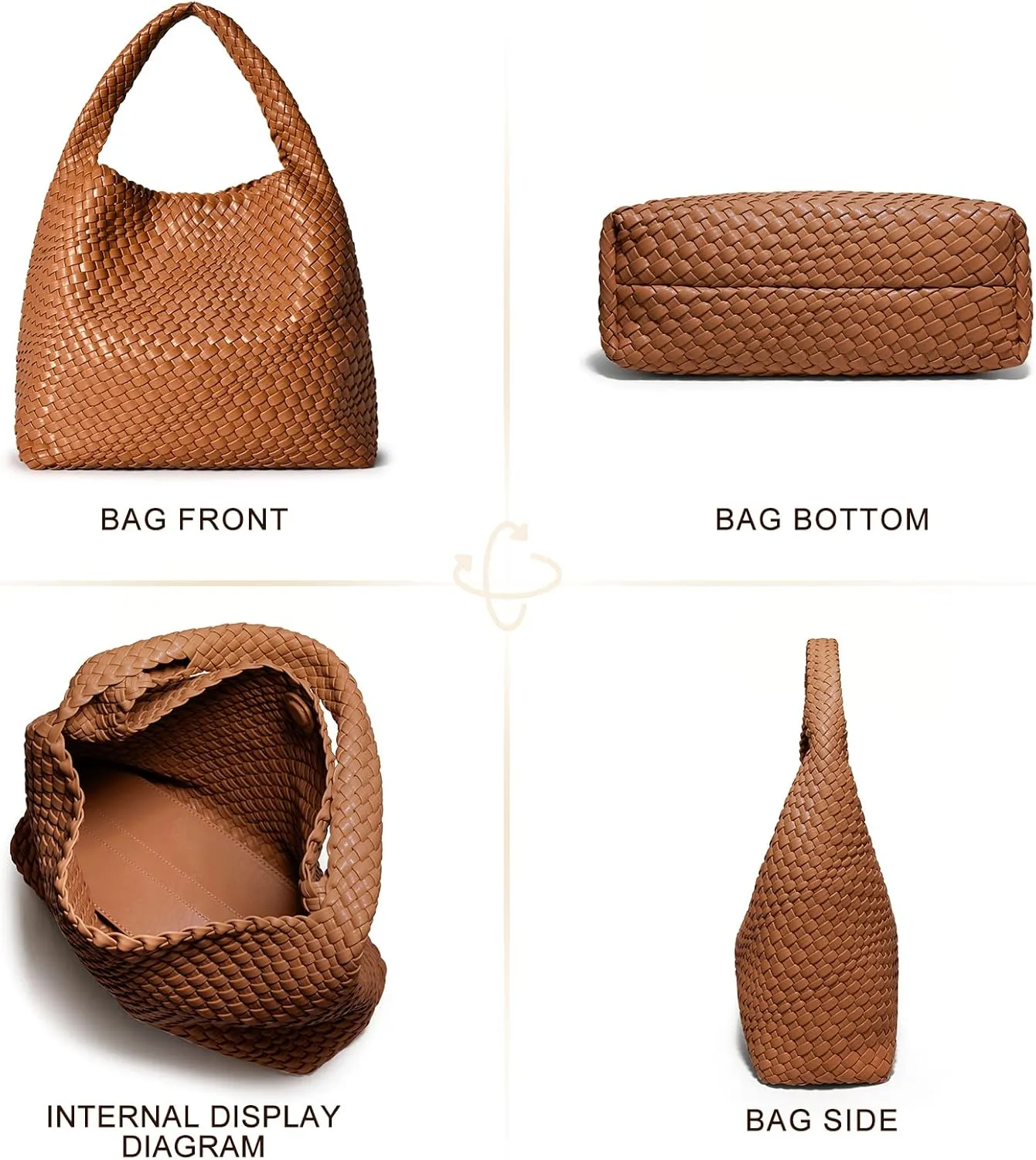 Woven Bag Purses and Handbags Woven Vegan Leather Tote Shoulder Top-Handle Bag With Purses for Women