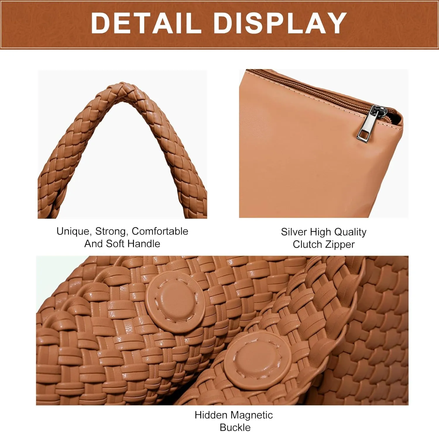 Woven Bag Purses and Handbags Woven Vegan Leather Tote Shoulder Top-Handle Bag With Purses for Women