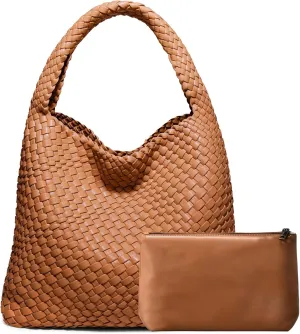 Woven Bag Purses and Handbags Woven Vegan Leather Tote Shoulder Top-Handle Bag With Purses for Women