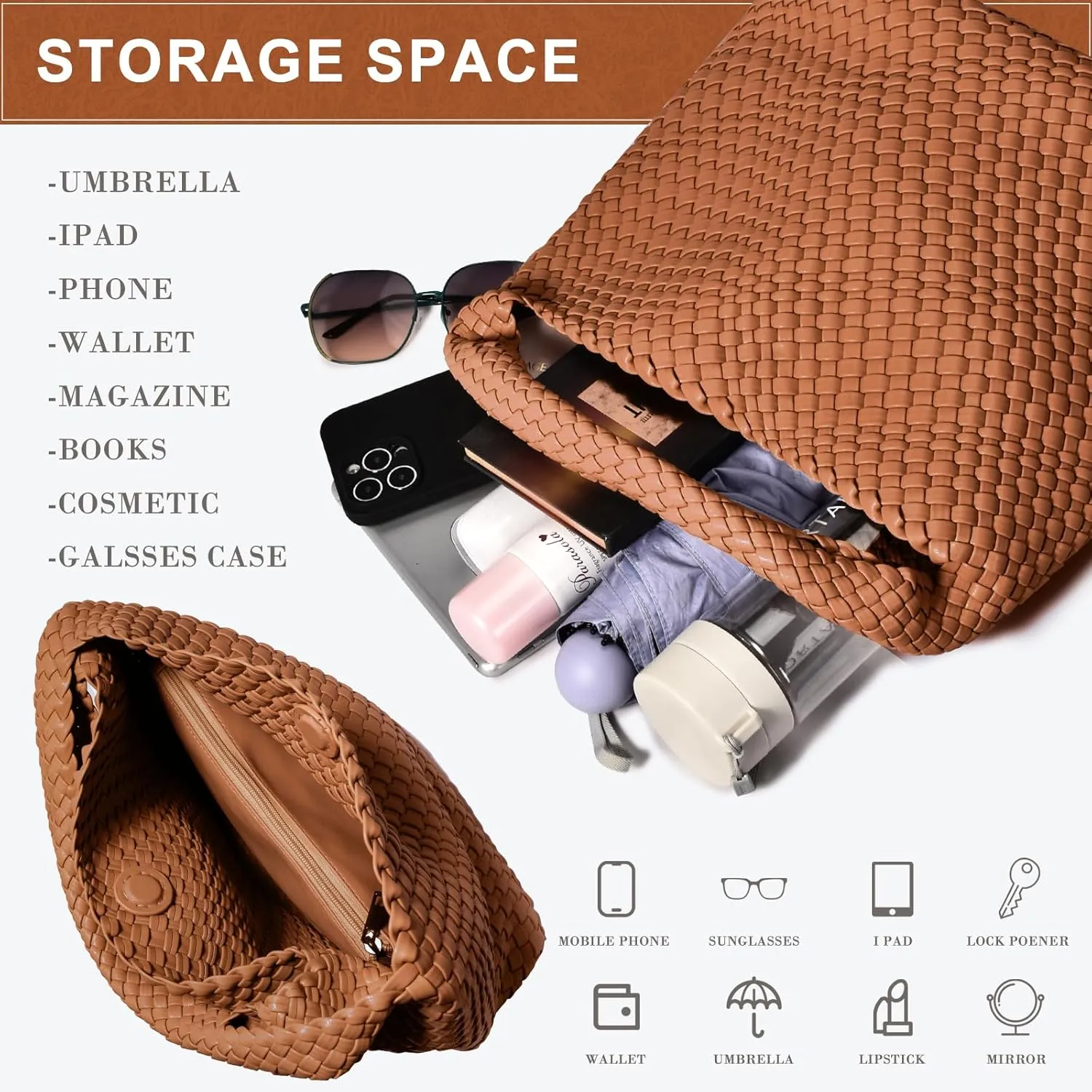 Woven Bag Purses and Handbags Woven Vegan Leather Tote Shoulder Top-Handle Bag With Purses for Women