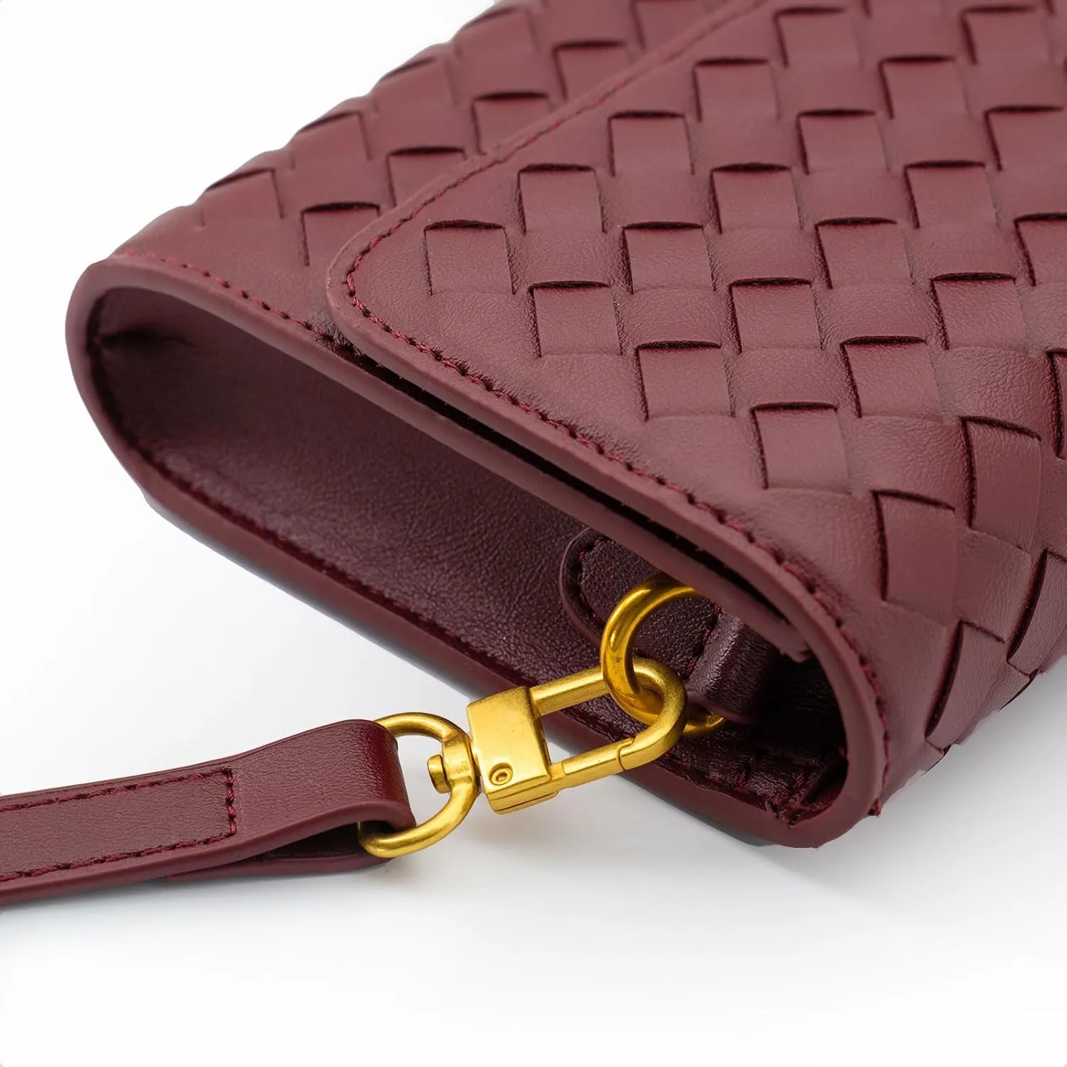 Woven Clutch Purse Ladies Top Handle Handbag Leather Crossbody Shoulder Bag with Detachable Strap