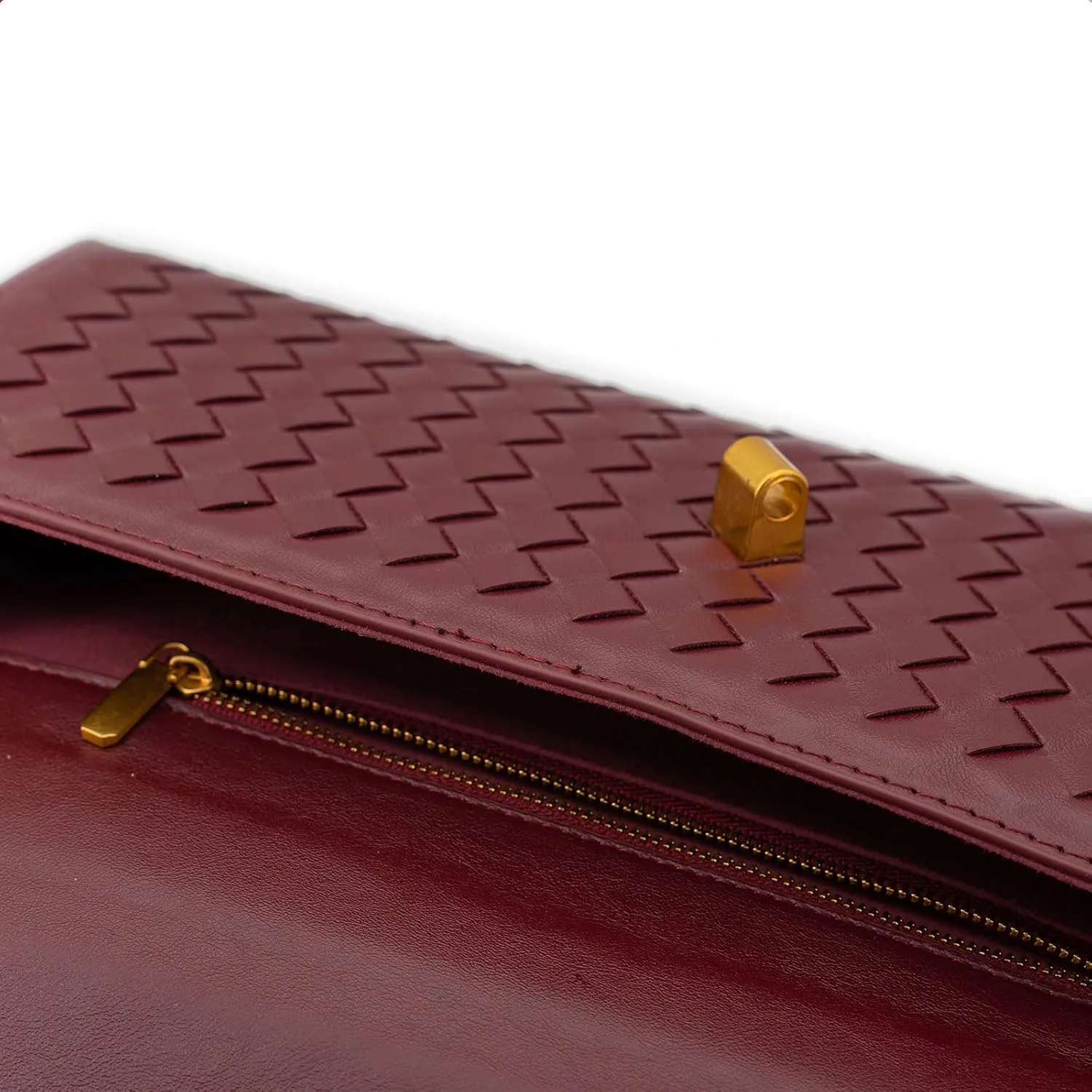 Woven Clutch Purse Ladies Top Handle Handbag Leather Crossbody Shoulder Bag with Detachable Strap