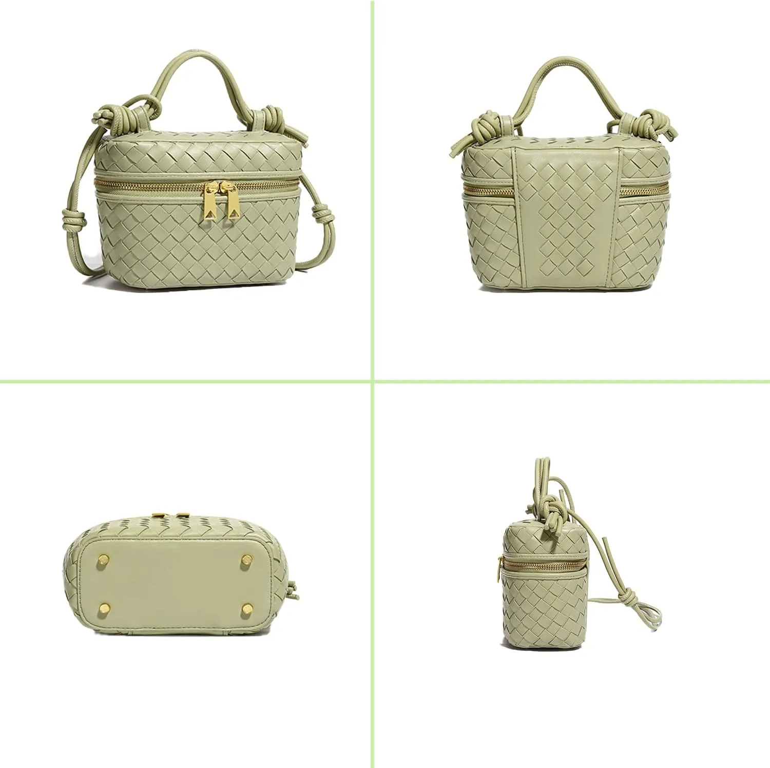 Woven Crossbody Bag for Women Small Top-Handle Pouch Purse Square Box Shoulder Handbag with Adjustable Strap