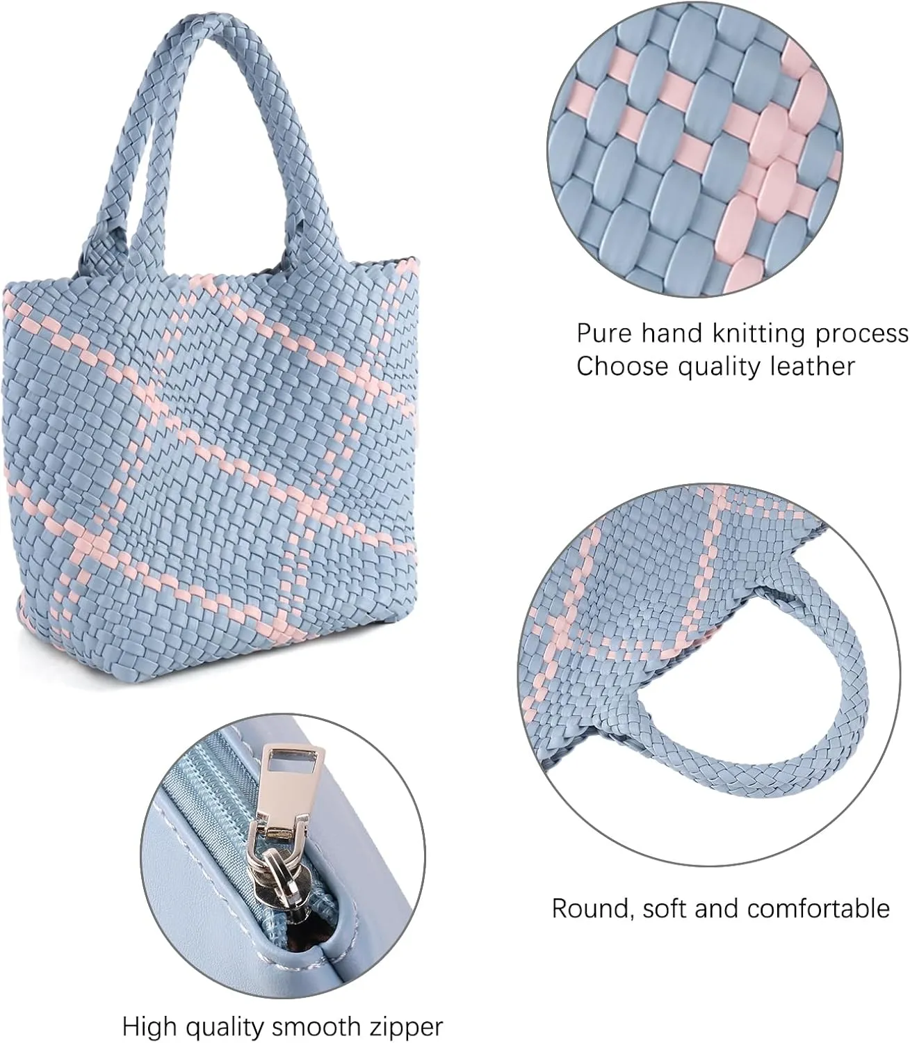 Woven Leather Tote Handbag for Women with Purse,Large Soft Hobo Shoulder Bag,Handmade Bag, Beach Underarm Bag