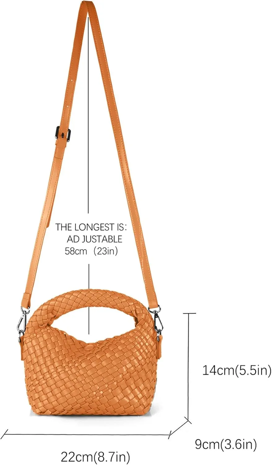 Woven Purse For Women, Small Crossbody Tote Bag with Detachable Shoulder Strap, Girls Top Handle Handbag