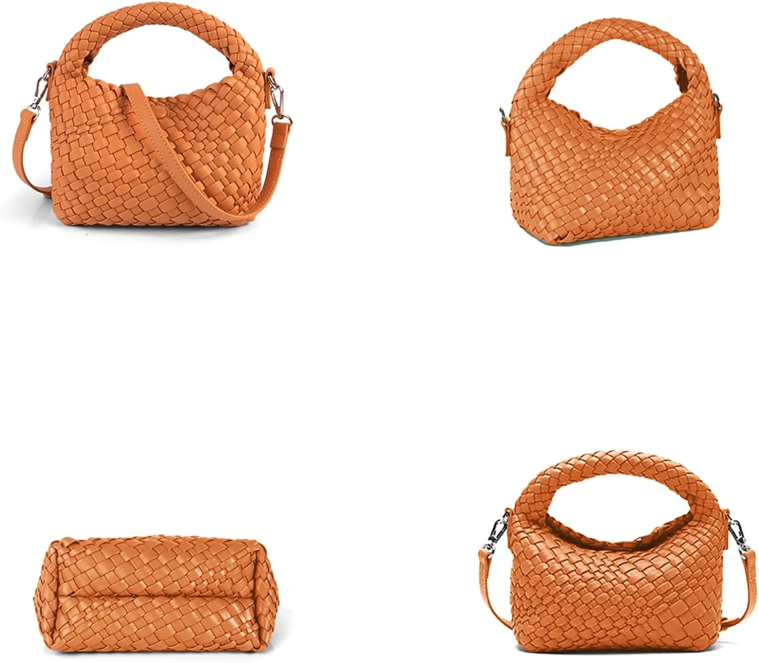 Woven Purse For Women, Small Crossbody Tote Bag with Detachable Shoulder Strap, Girls Top Handle Handbag