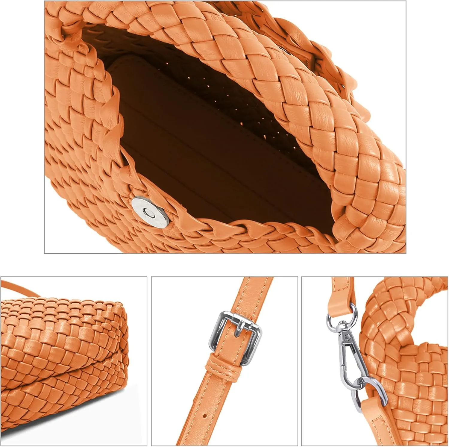 Woven Purse For Women, Small Crossbody Tote Bag with Detachable Shoulder Strap, Girls Top Handle Handbag