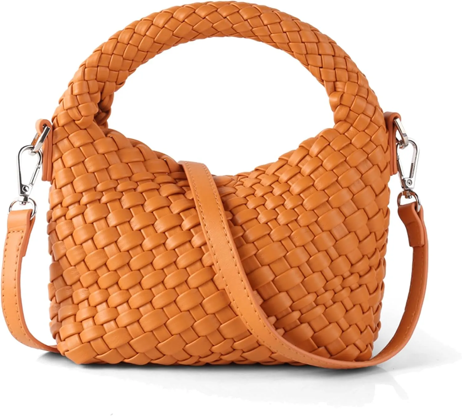 Woven Purse For Women, Small Crossbody Tote Bag with Detachable Shoulder Strap, Girls Top Handle Handbag