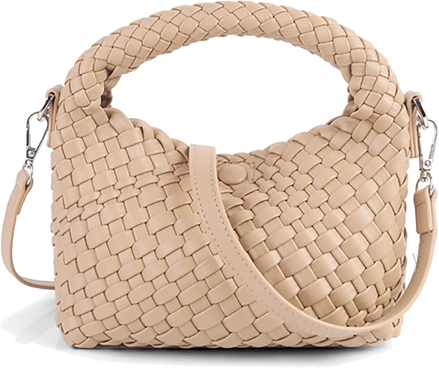 Woven Purse For Women, Small Crossbody Tote Bag with Detachable Shoulder Strap, Girls Top Handle Handbag
