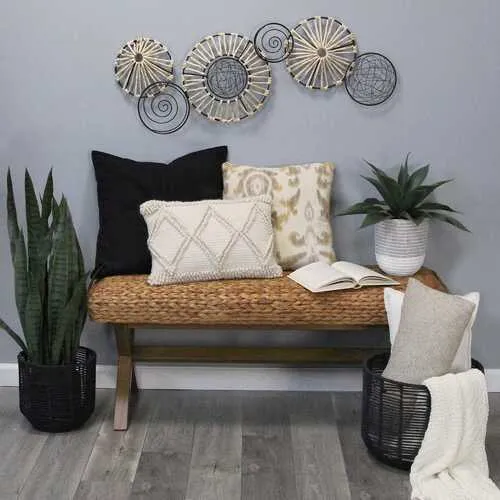 Woven Rattan and Metal Centerpiece