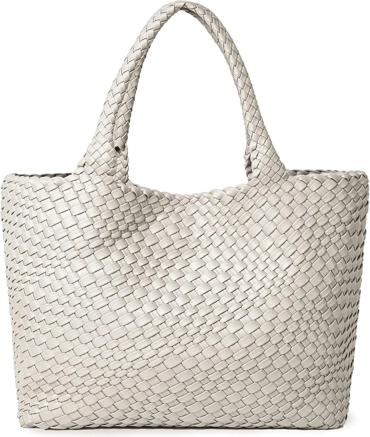 Woven Shoulder Bag for Women, Fashion Top Handle Soft Vegan Leather Shopper