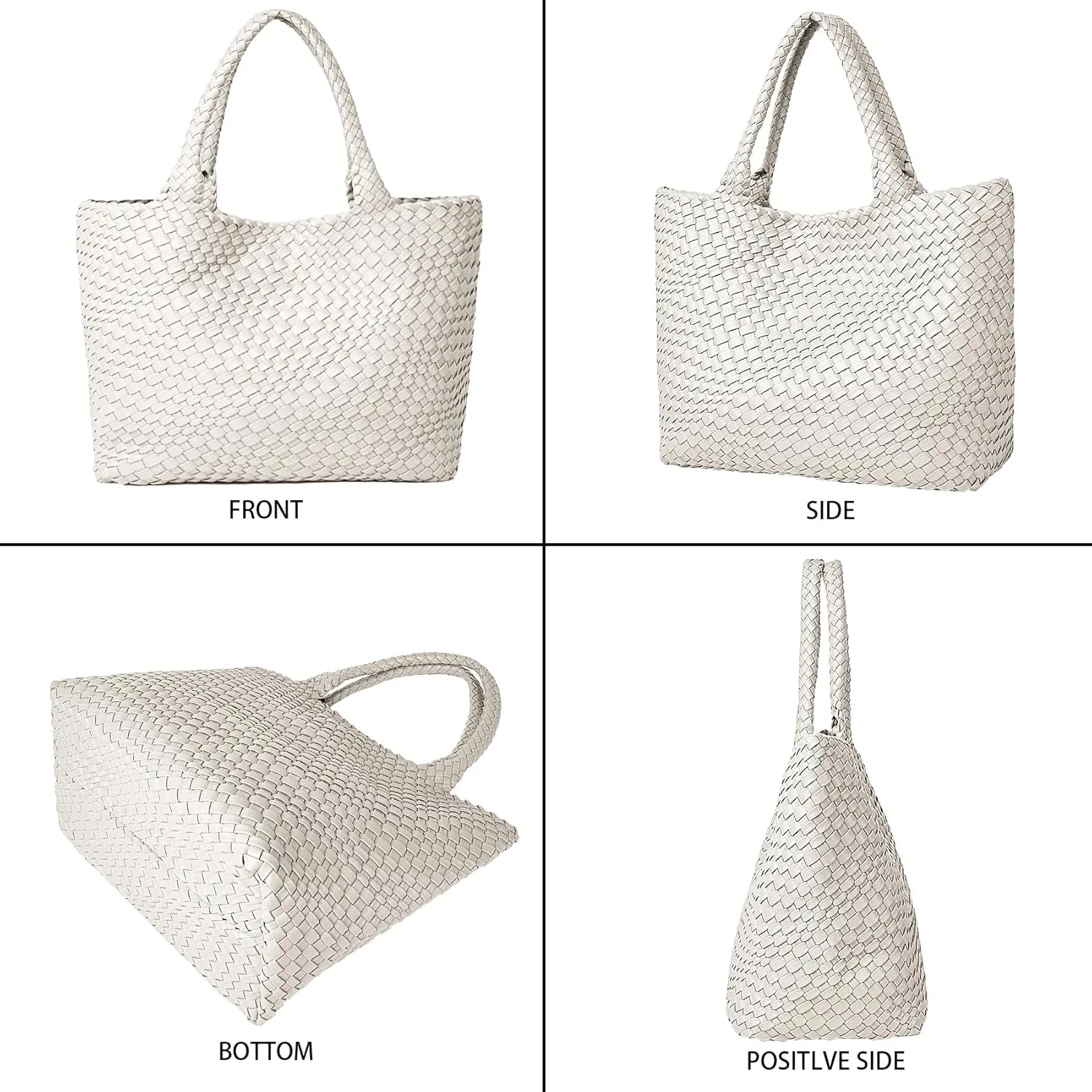 Woven Shoulder Bag for Women, Fashion Top Handle Soft Vegan Leather Shopper
