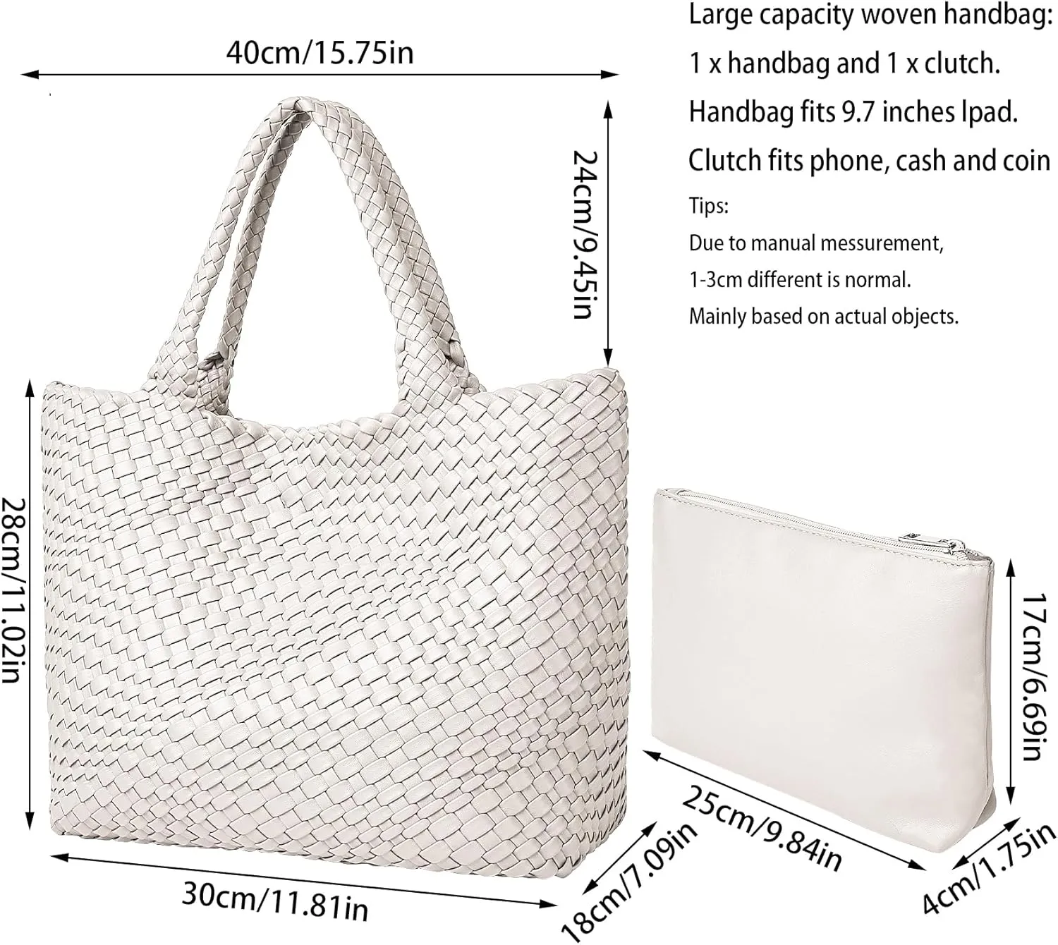 Woven Shoulder Bag for Women, Fashion Top Handle Soft Vegan Leather Shopper
