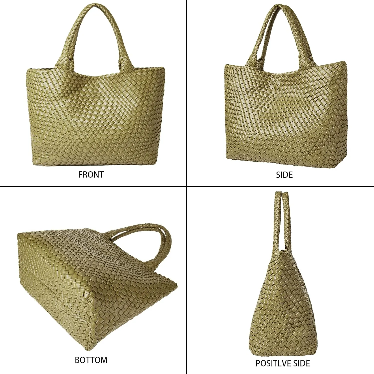 Woven Shoulder Bag for Women, Fashion Top Handle Soft Vegan Leather Shopper
