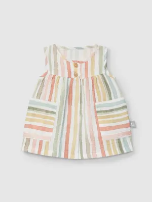 Woven striped Dress - Multi-Color
