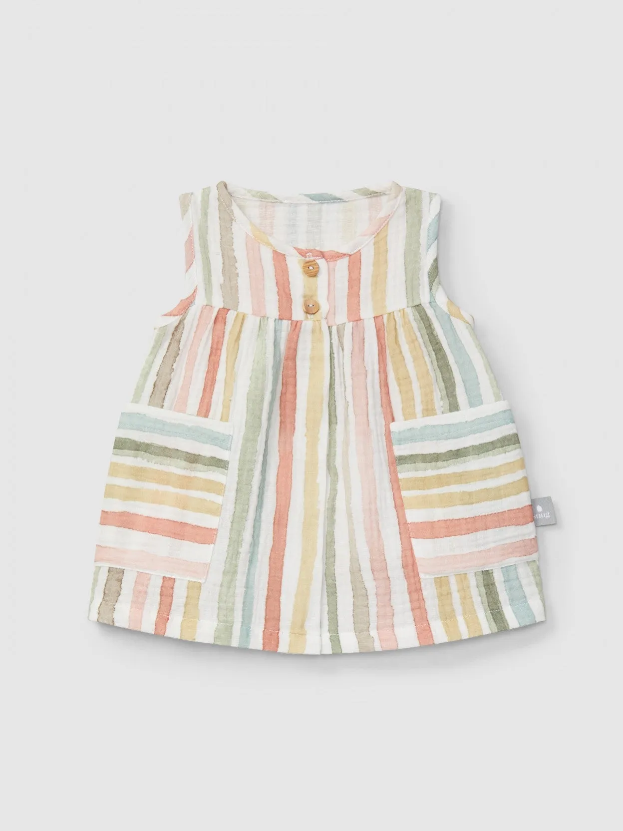 Woven striped Dress - Multi-Color