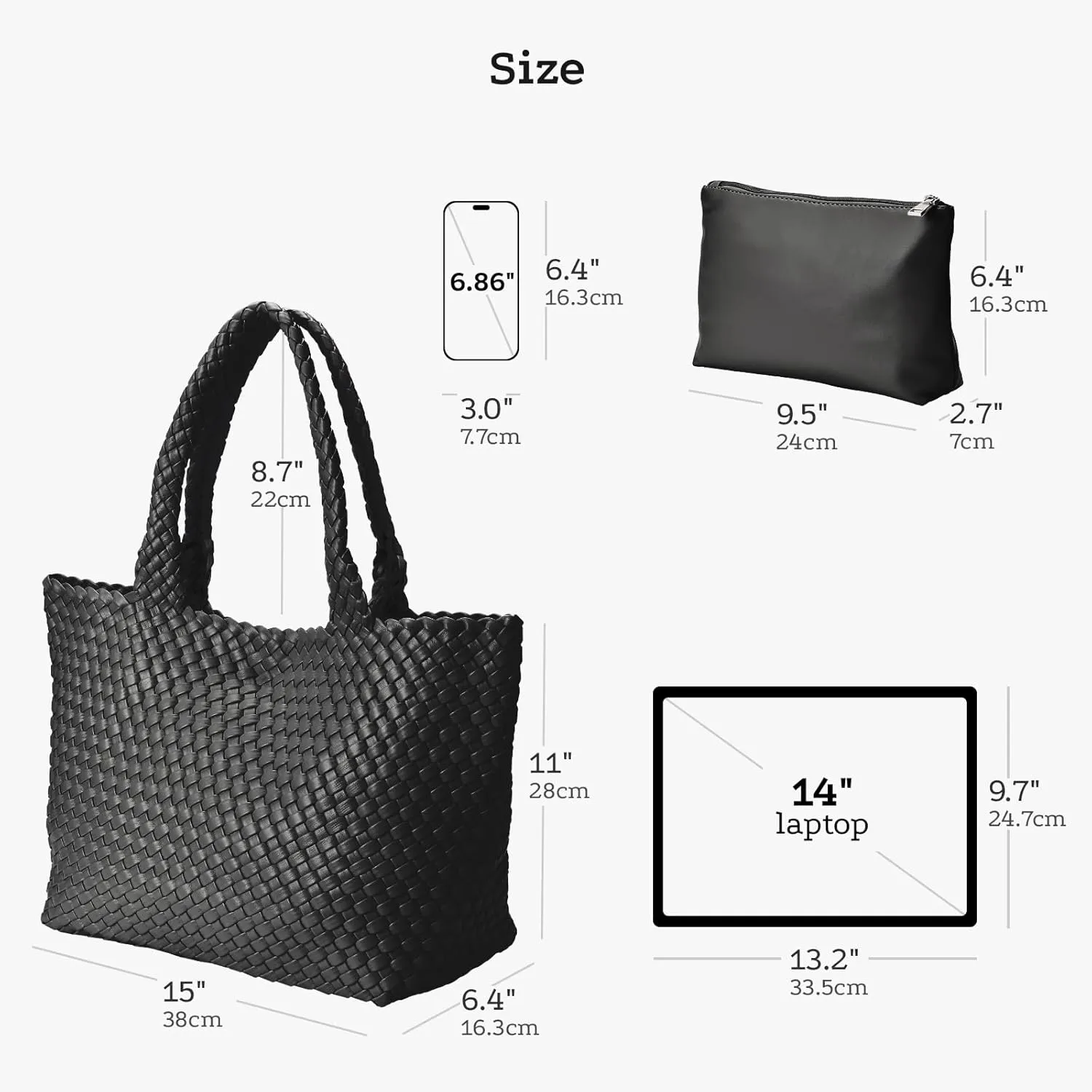Woven tote Bag for Women, Large woven handbag Shoulder Bag Soft Vegan Leather with Inner Zipper Pouch
