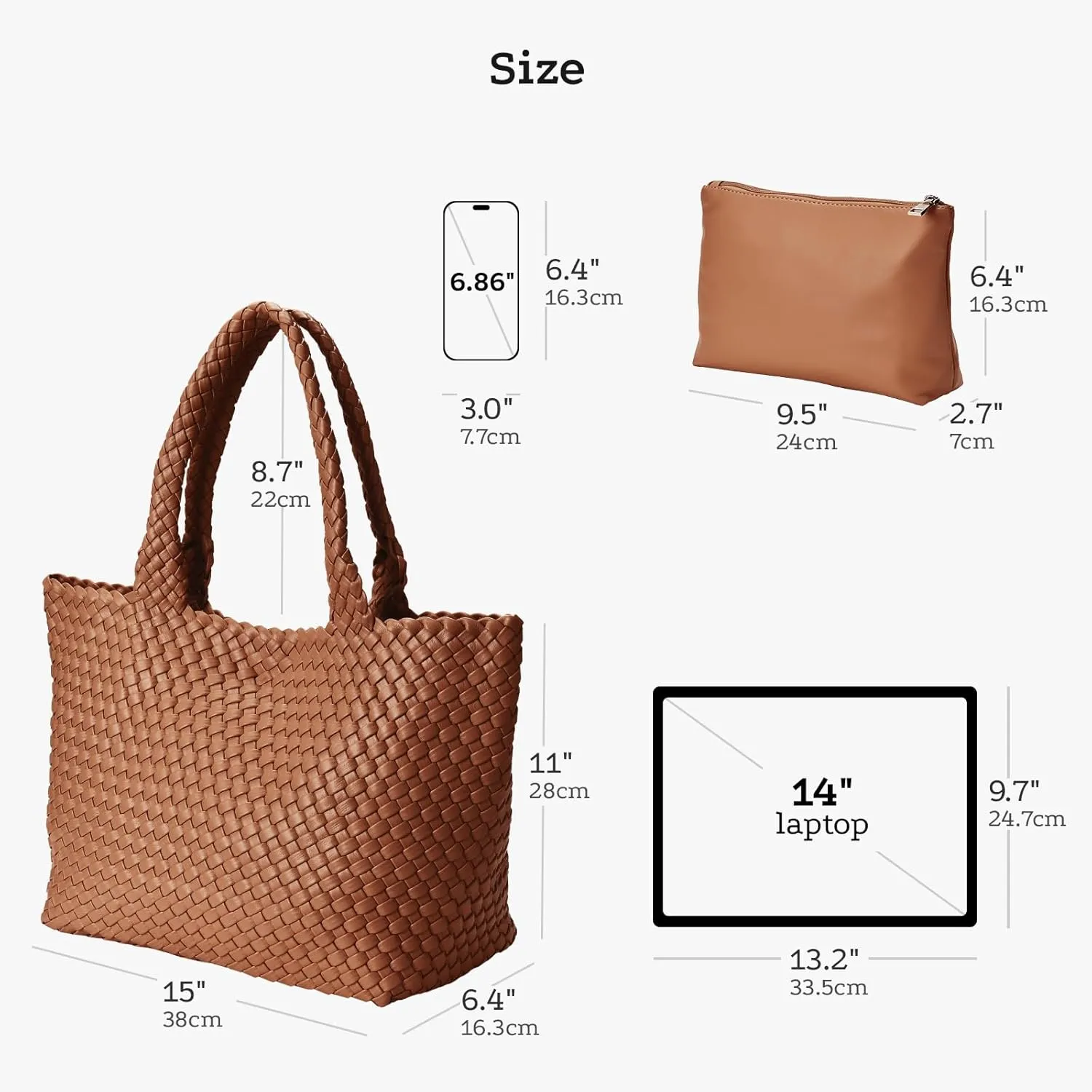 Woven tote Bag for Women, Large woven handbag Shoulder Bag Soft Vegan Leather with Inner Zipper Pouch