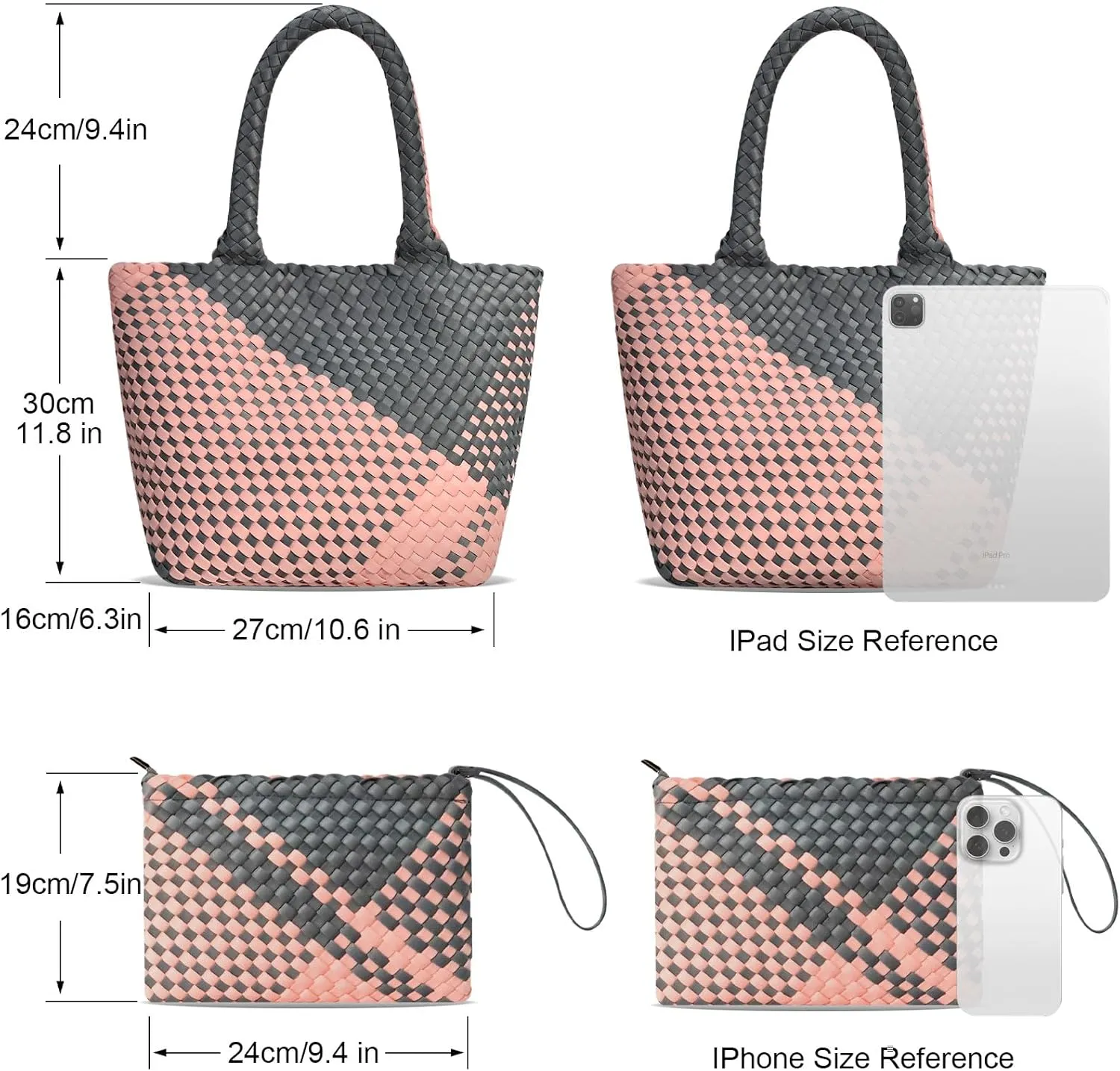 Woven Tote Bag for Women, Neoprene Bag purses, Beach Travel Shoulder Bag, and Top Handle Handbags