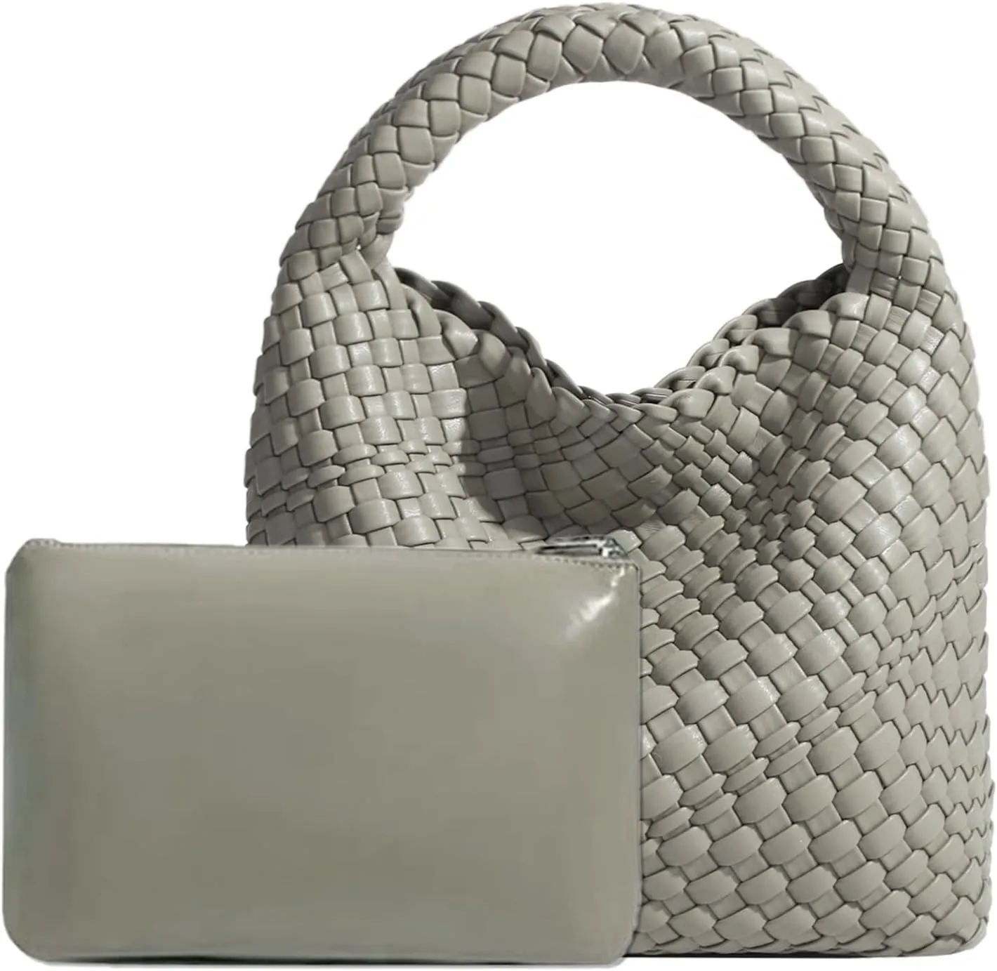 Woven Tote Bag For Women, Soft Foldable Top-Handle Wristlet Bag, Fashion Hobo Handbag, Composite Bag with Coin Purse