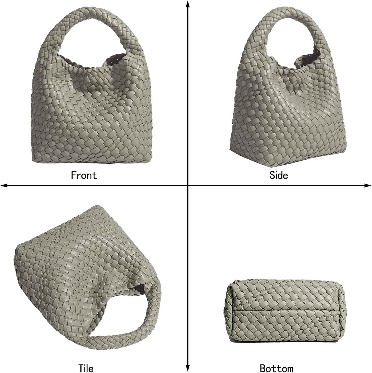 Woven Tote Bag For Women, Soft Foldable Top-Handle Wristlet Bag, Fashion Hobo Handbag, Composite Bag with Coin Purse