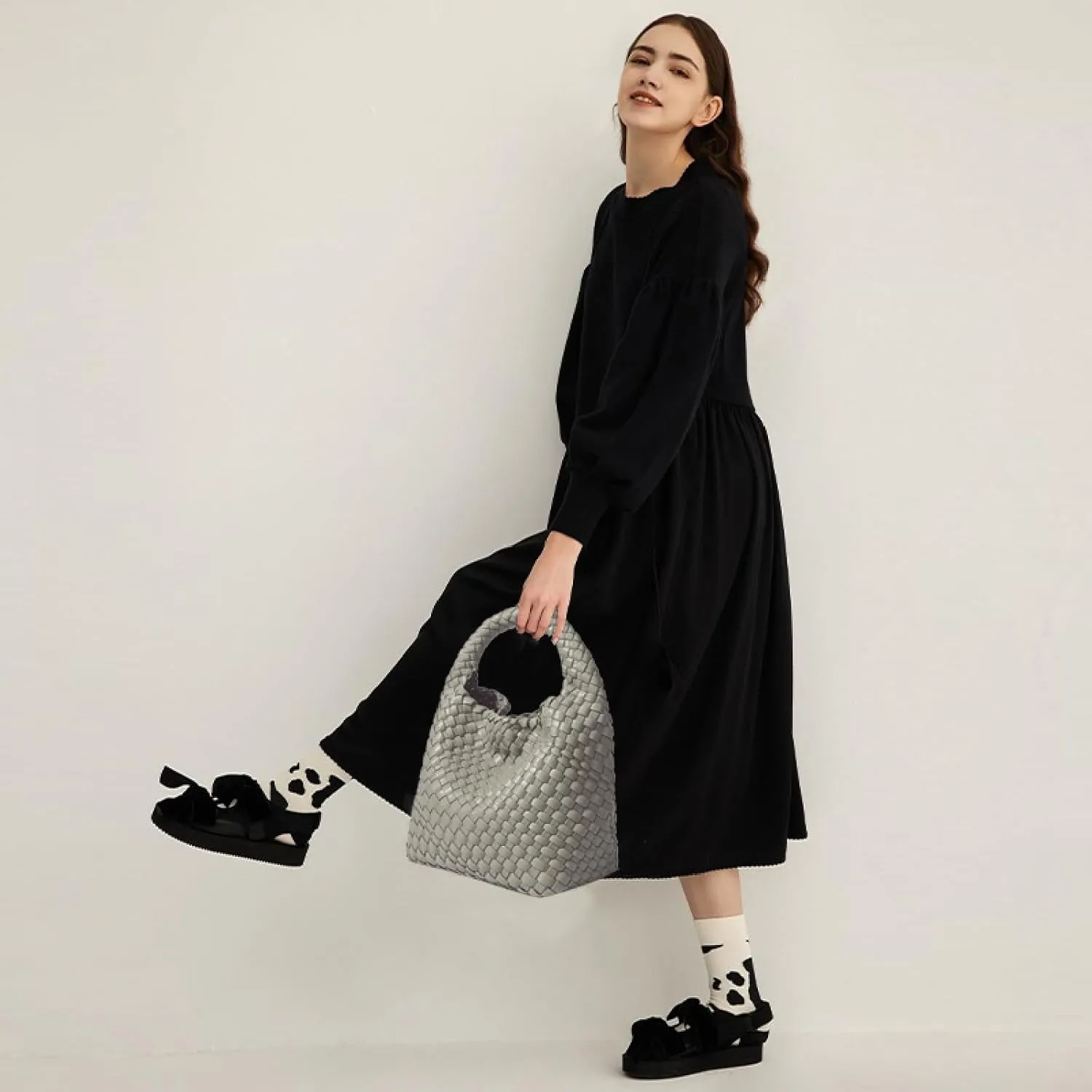 Woven Tote Bag For Women, Soft Foldable Top-Handle Wristlet Bag, Fashion Hobo Handbag, Composite Bag with Coin Purse