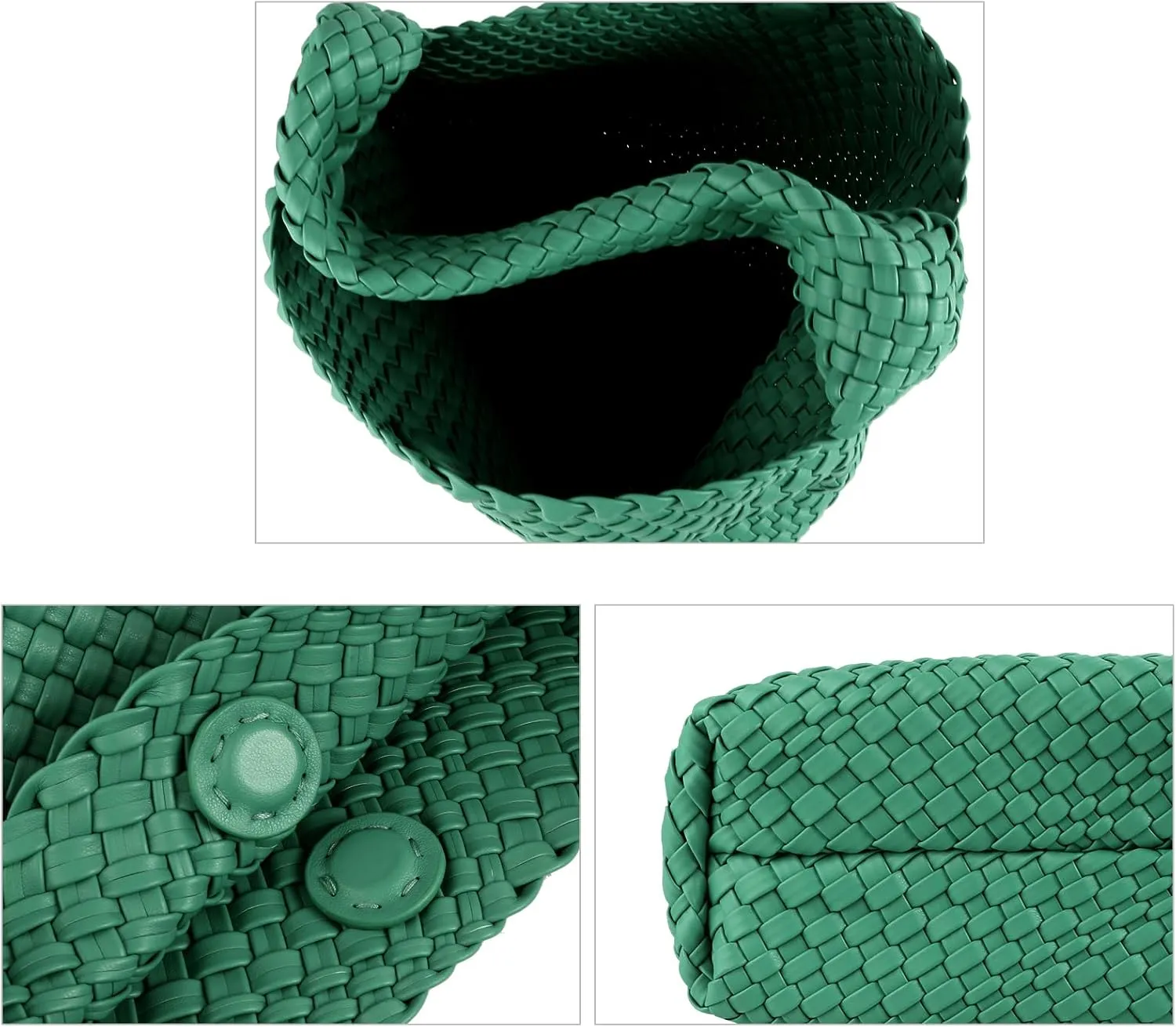 Woven Tote Bag for Women Vegan Leather Hobo Bags, Top-handle Handmade Purse