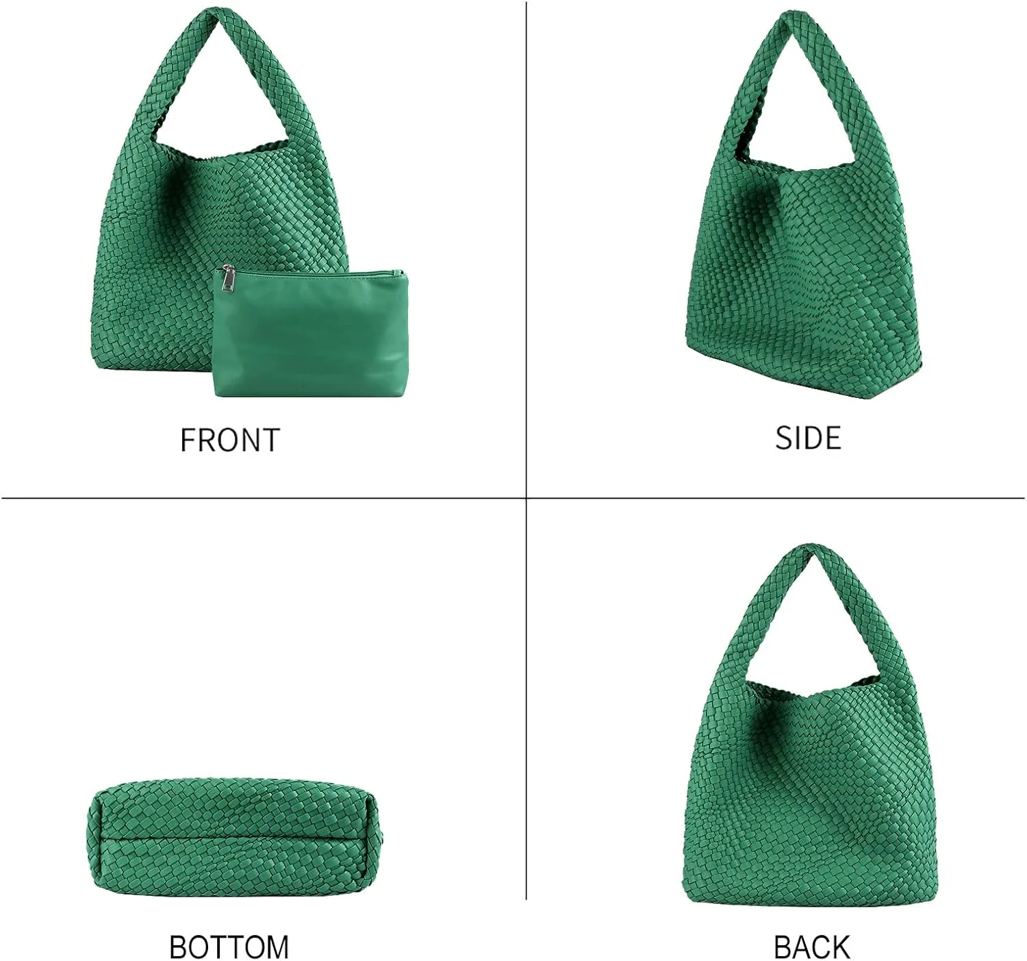 Woven Tote Bag for Women Vegan Leather Hobo Bags, Top-handle Handmade Purse