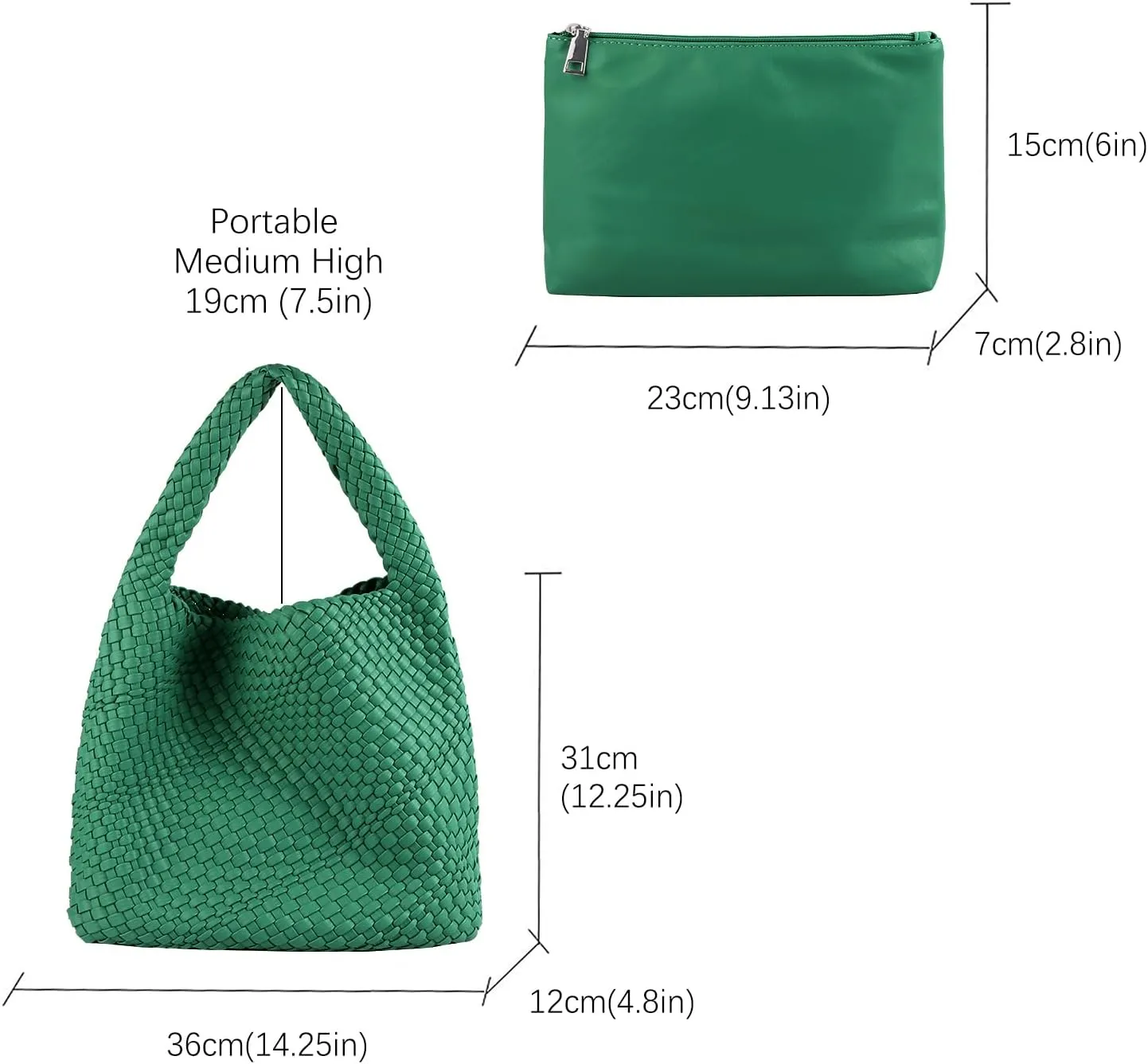 Woven Tote Bag for Women Vegan Leather Hobo Bags, Top-handle Handmade Purse