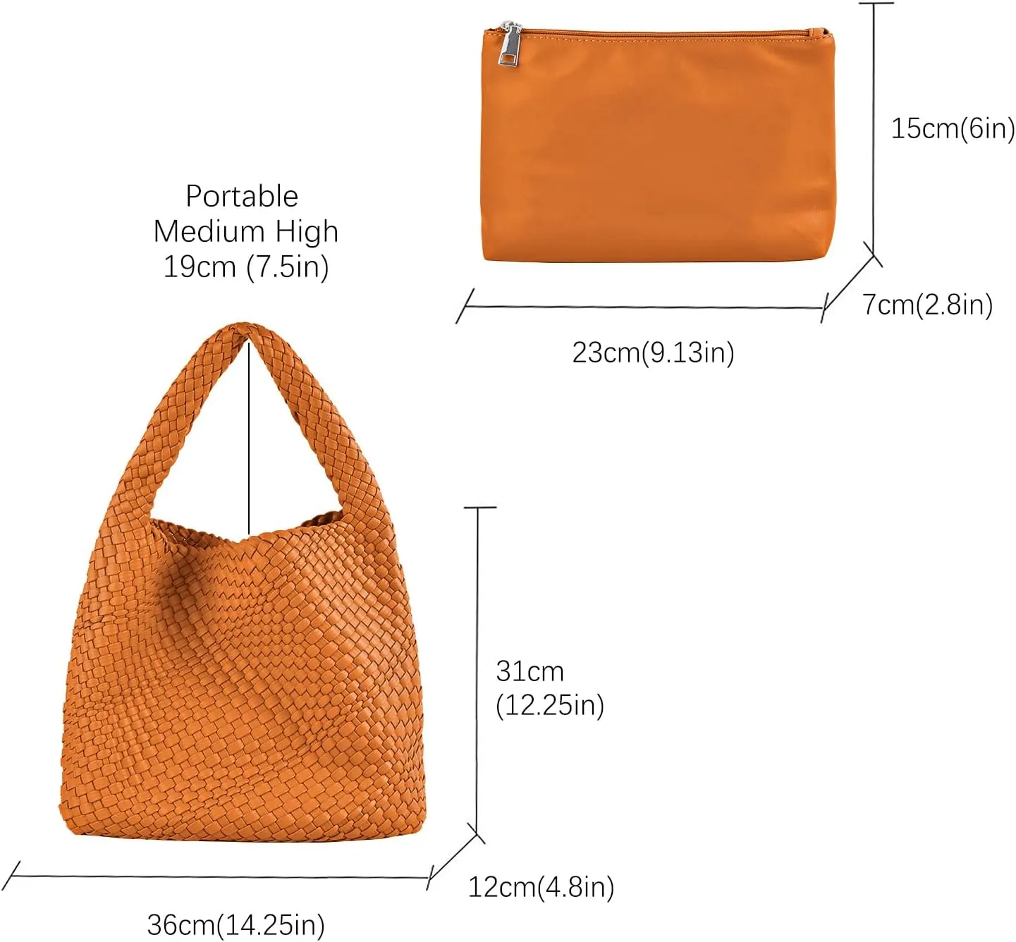 Woven Tote Bag for Women Vegan Leather Hobo Bags, Top-handle Handmade Purse