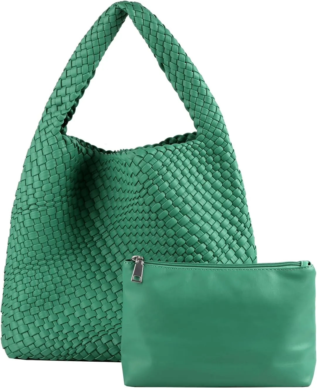 Woven Tote Bag for Women Vegan Leather Hobo Bags, Top-handle Handmade Purse