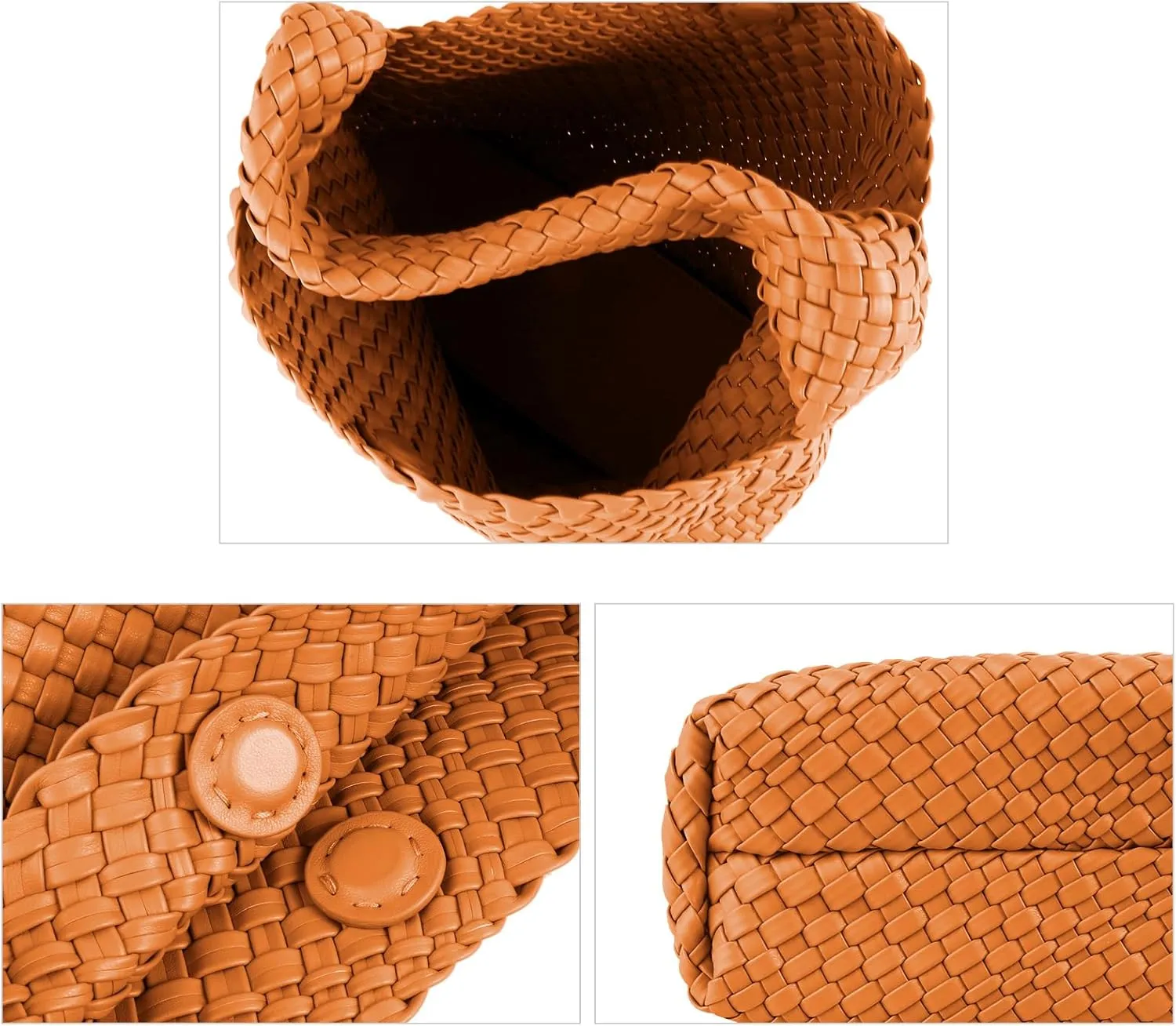 Woven Tote Bag for Women Vegan Leather Hobo Bags, Top-handle Handmade Purse